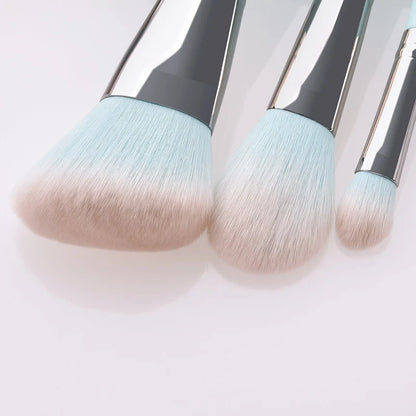 12-Piece Light Blue Makeup Brush Set for Face and Eye Makeup