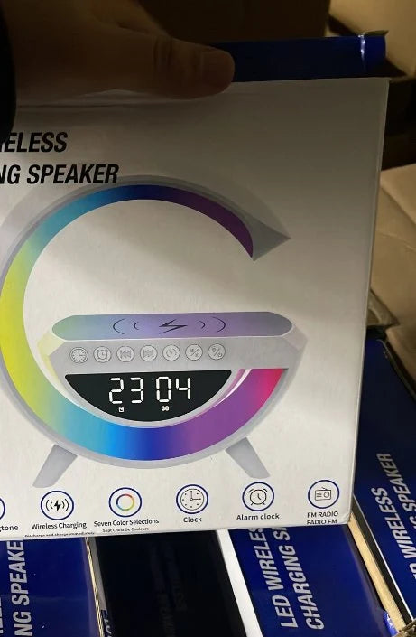 LED Digital Clock with Wireless Charger and Bluetooth Speaker