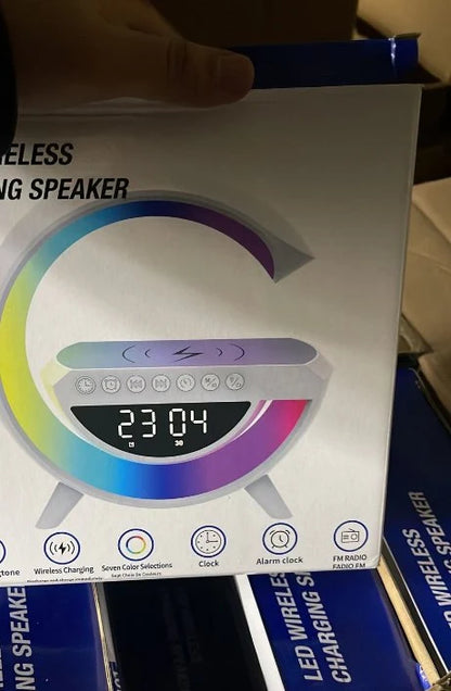 LED Digital Clock with Wireless Charger and Bluetooth Speaker