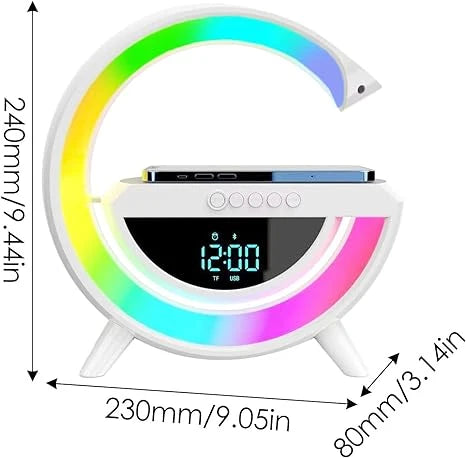 LED Digital Clock with Wireless Charger and Bluetooth Speaker