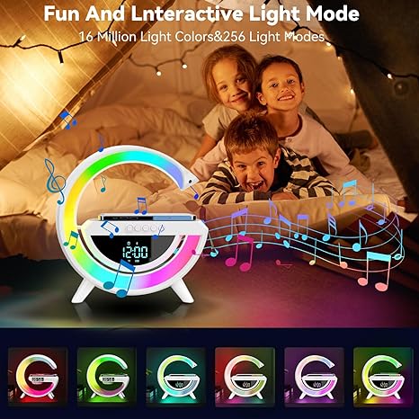 LED Digital Clock with Wireless Charger and Bluetooth Speaker