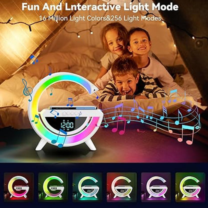 LED Digital Clock with Wireless Charger and Bluetooth Speaker