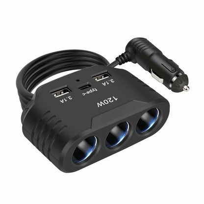 120W Car Charger Splitter – Fast Charging Multi-Port Power Adapter